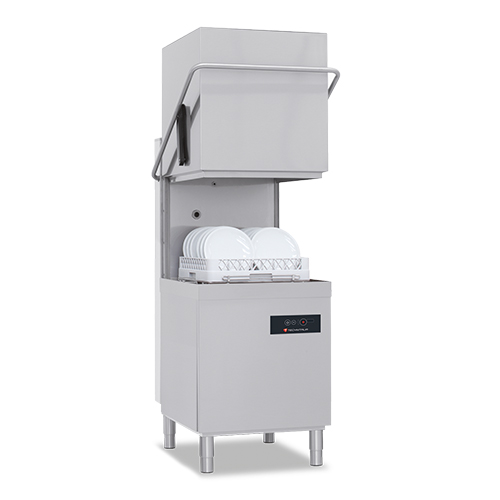 lave vaisselle A CAPOT DOUBLE PAROI PANIER 500 DOT : 1 PANIERS CARRE A ASSIETTES + 1 PANIERS CARRE A VERRES + 1 PANIER CARRE A COUVERTS // PRODUCTION: 60 PANIERS/H CONSO 2L/CYCLE CMD ELECTRONIQUES
