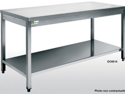 TABLE INOX AVEC TABLETTE INFÉRIEURE - SÉRIE 600 - LONG. 1700 MM